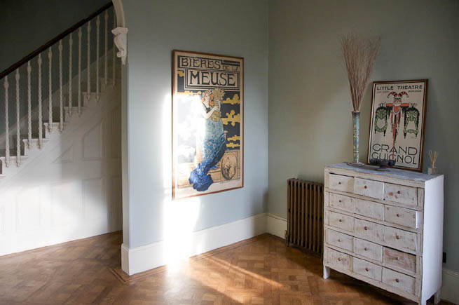 Spacious light hallway in a large Victorian house