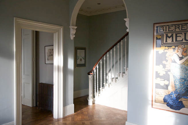 Spacious light hallway in a large Victorian house