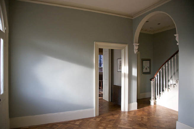 Spacious light hallway in a large Victorian house