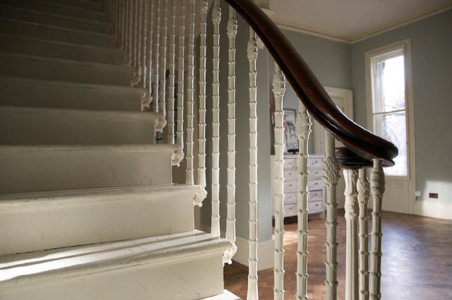 Spacious light hallway in a large Victorian house
