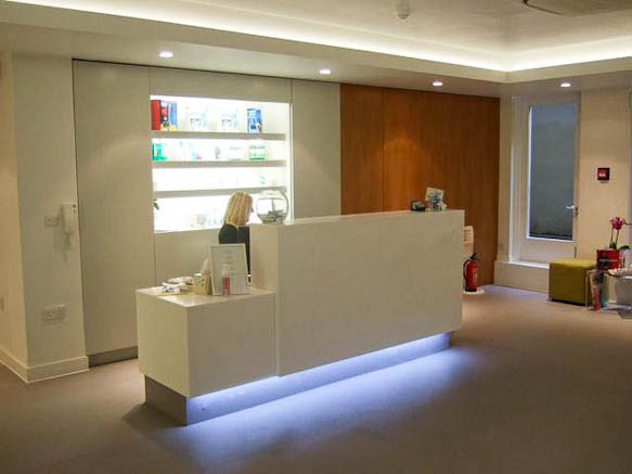 Modern style dentistry practice with large reception area