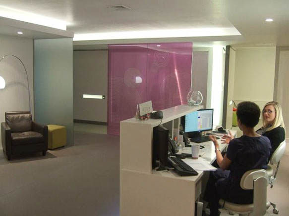 Modern style dentistry practice with large reception area