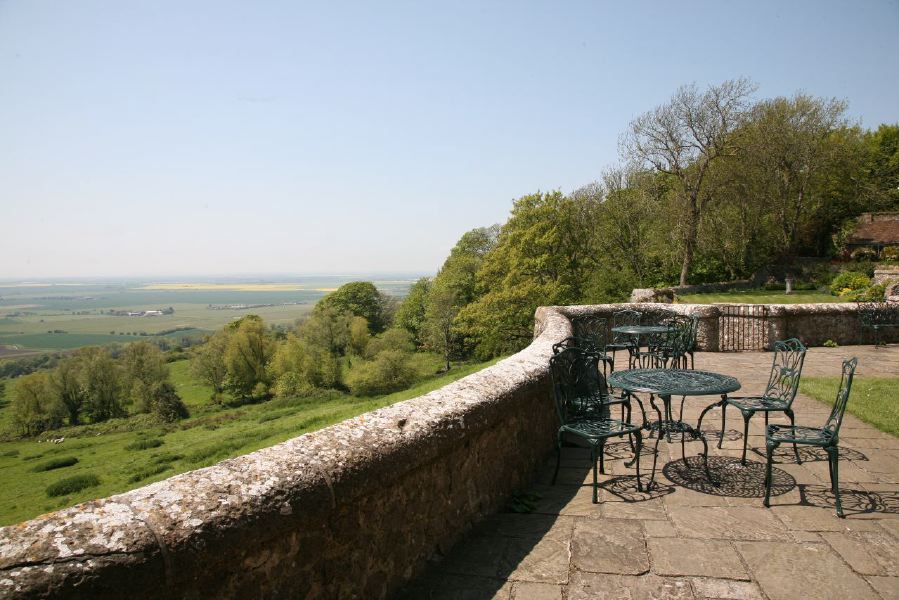 Stunning country house garden with views across the surrounding countryside