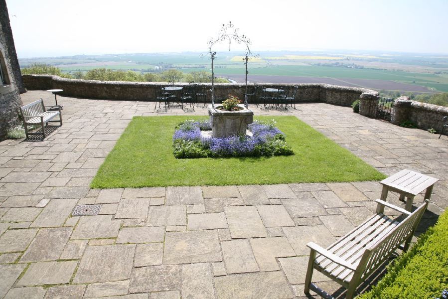 Stunning country house garden with views across the surrounding countryside