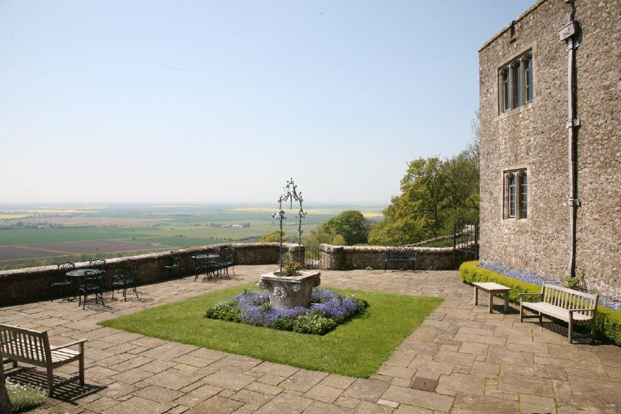 Stunning country house garden with views across the surrounding countryside