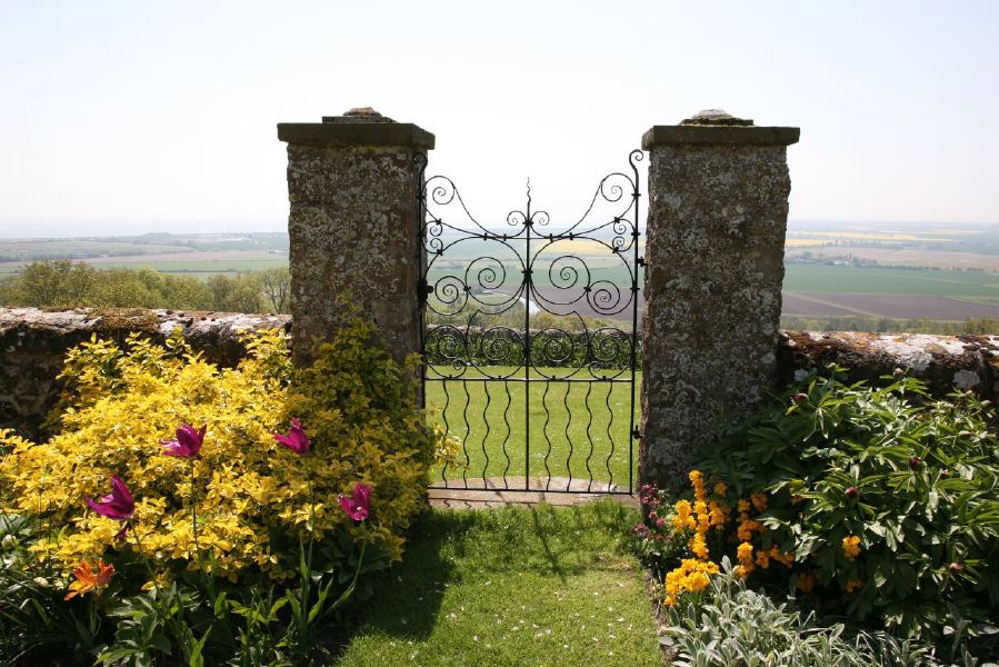 Stunning country house garden with views across the surrounding countryside