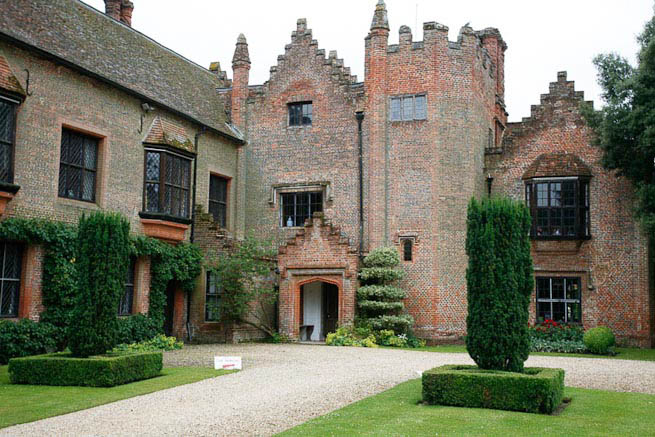 Driveways and entrance of a Tudor Manor house.