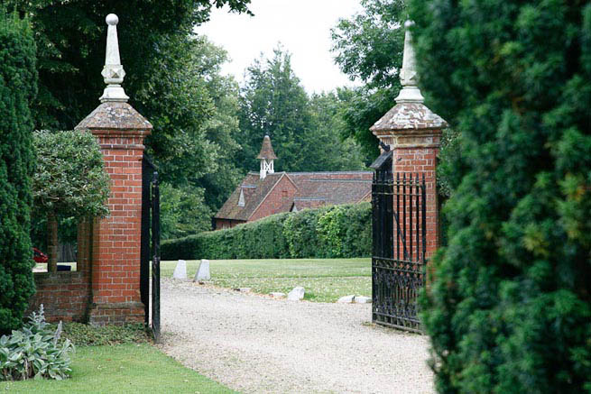 Driveways and entrance of a Tudor Manor house.