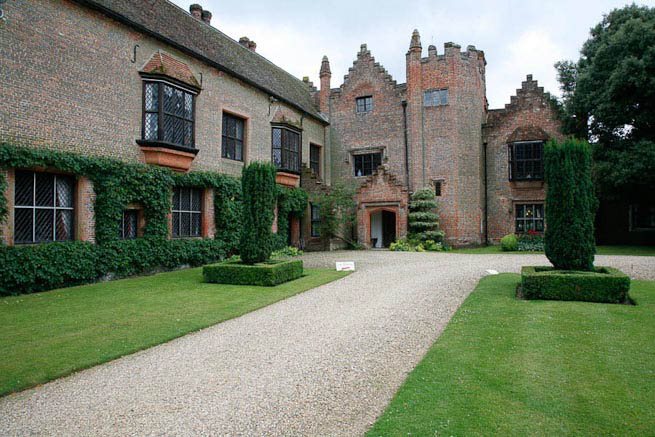 Driveways and entrance of a Tudor Manor house.