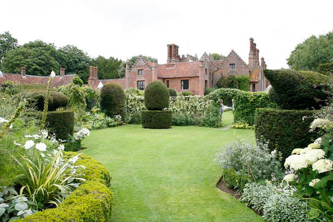 Gardens of a Tudor Manor house divided into compartments with different colour themes and structural forms.