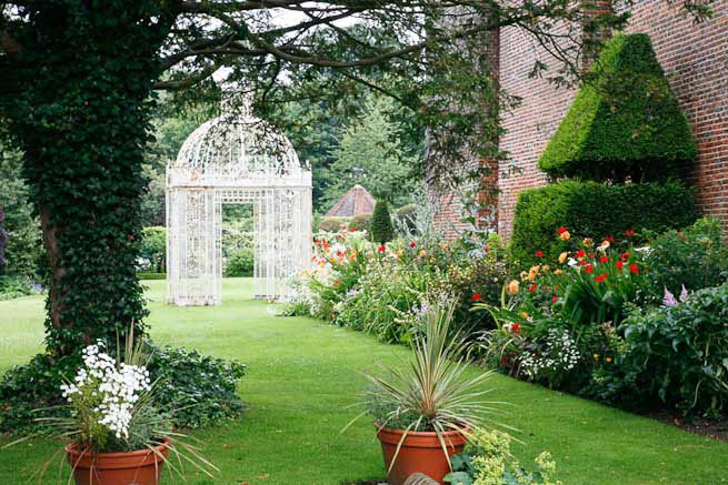 Gardens of a Tudor Manor house divided into compartments with different colour themes and structural forms.