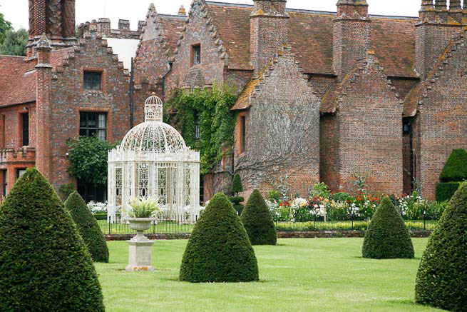 Gardens of a Tudor Manor house divided into compartments with different colour themes and structural forms.