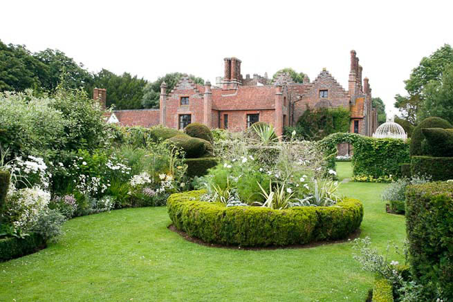 Gardens of a Tudor Manor house divided into compartments with different colour themes and structural forms.