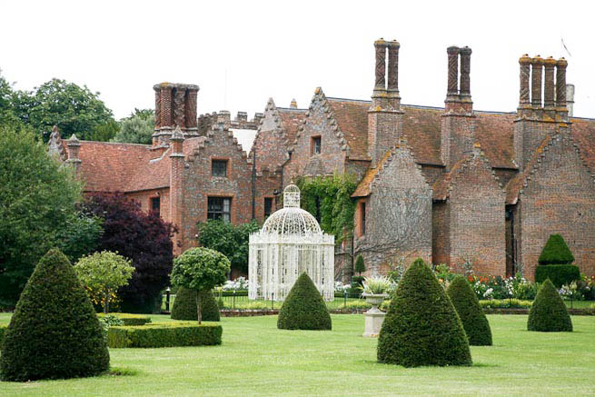 Gardens of a Tudor Manor house divided into compartments with different colour themes and structural forms.